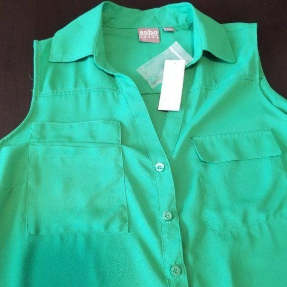 New York & Company Button Down Shirt Vest Blouse M - Picture 7 of 8